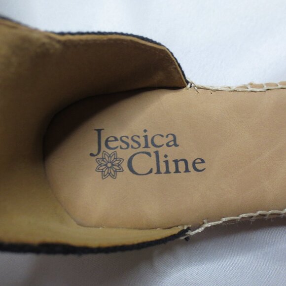JESSICA CLIEN wedges BLACK tan ESPADRILLES velcro SIZE 8 1/2M - Picture 7 of 8